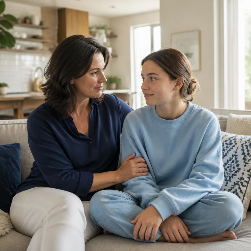 Parent and teenager together at home for a personal wellness moment